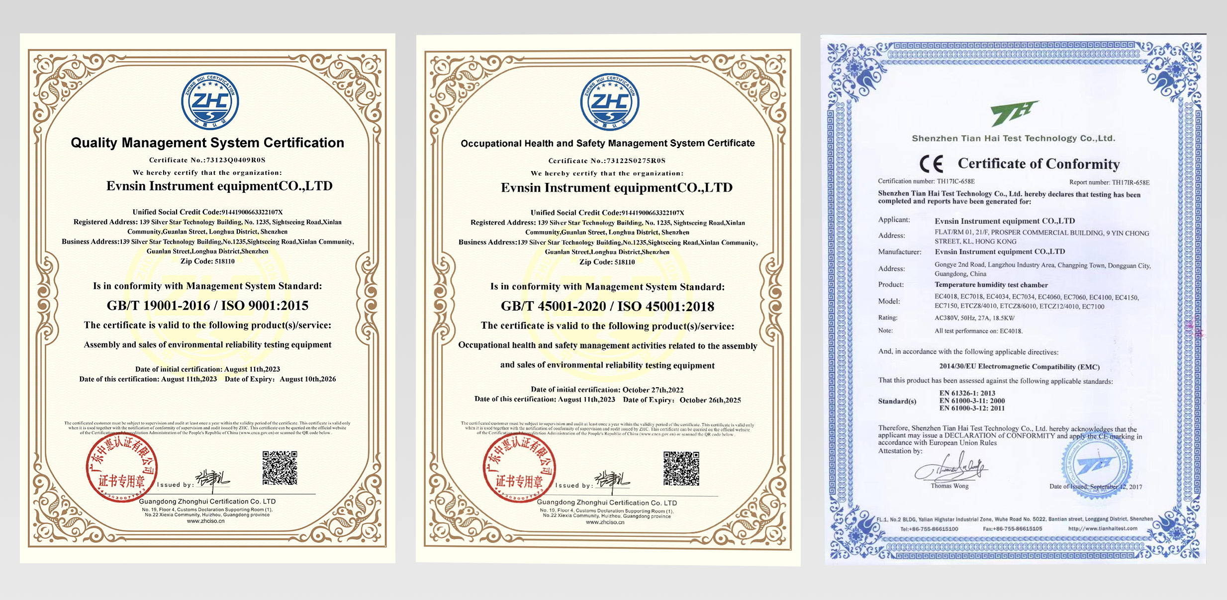 Envsin Quality Certification